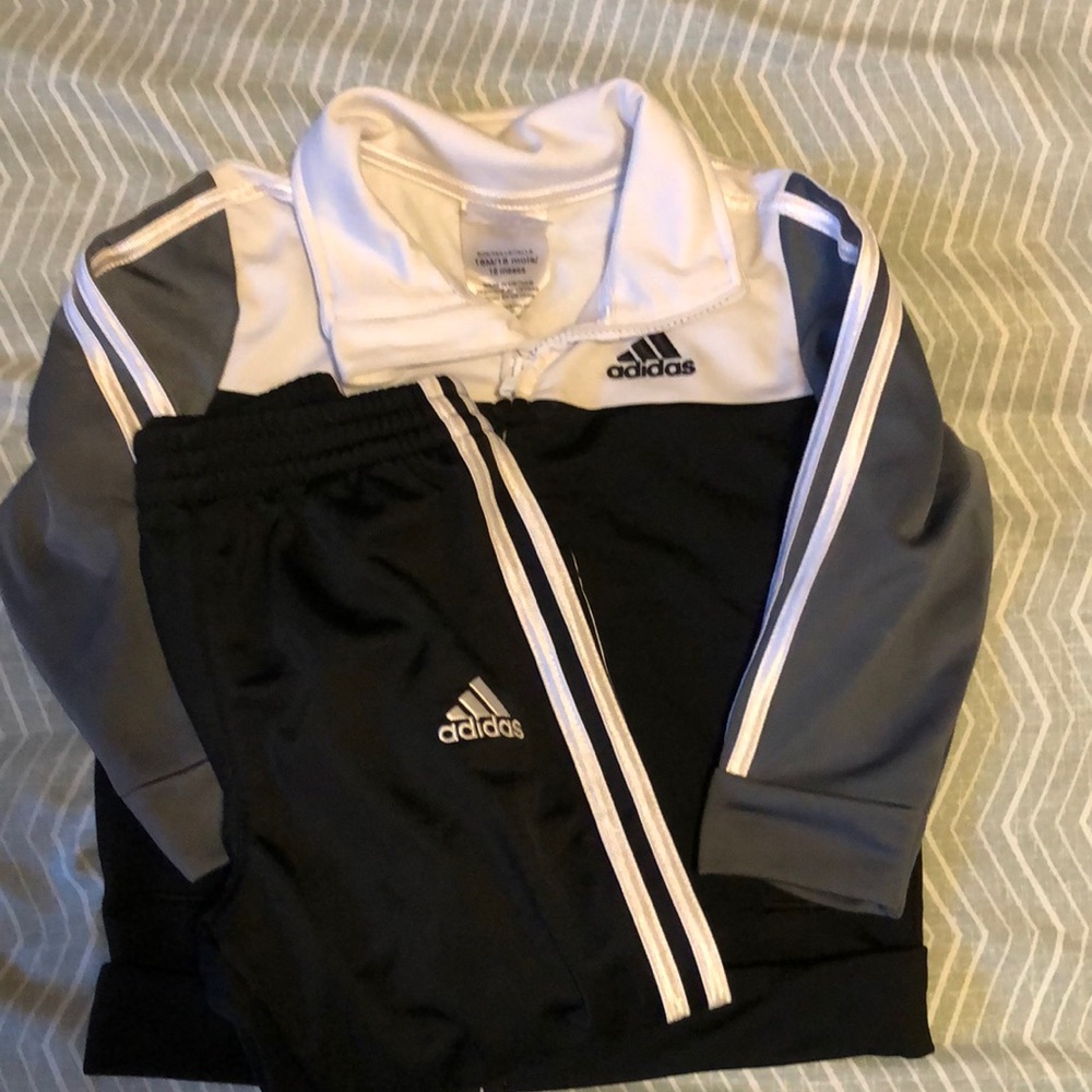 Adidas Black and White Sweatshirt with Signature Stripes